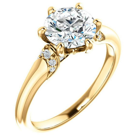 3.0Carat -9.0mm Round Moissanite Accented Engagement Ring - Picture 13 of 16